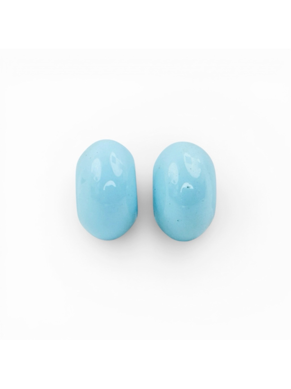 Vintage Blue Clip On Earrings, Bakelite Style Opaque Plastic, Mid Century Dome